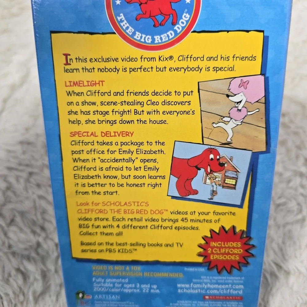 Vintage 2000 Clifford The Big Red Dog Fun With Clifford VHS Tape Cartoon Sealed